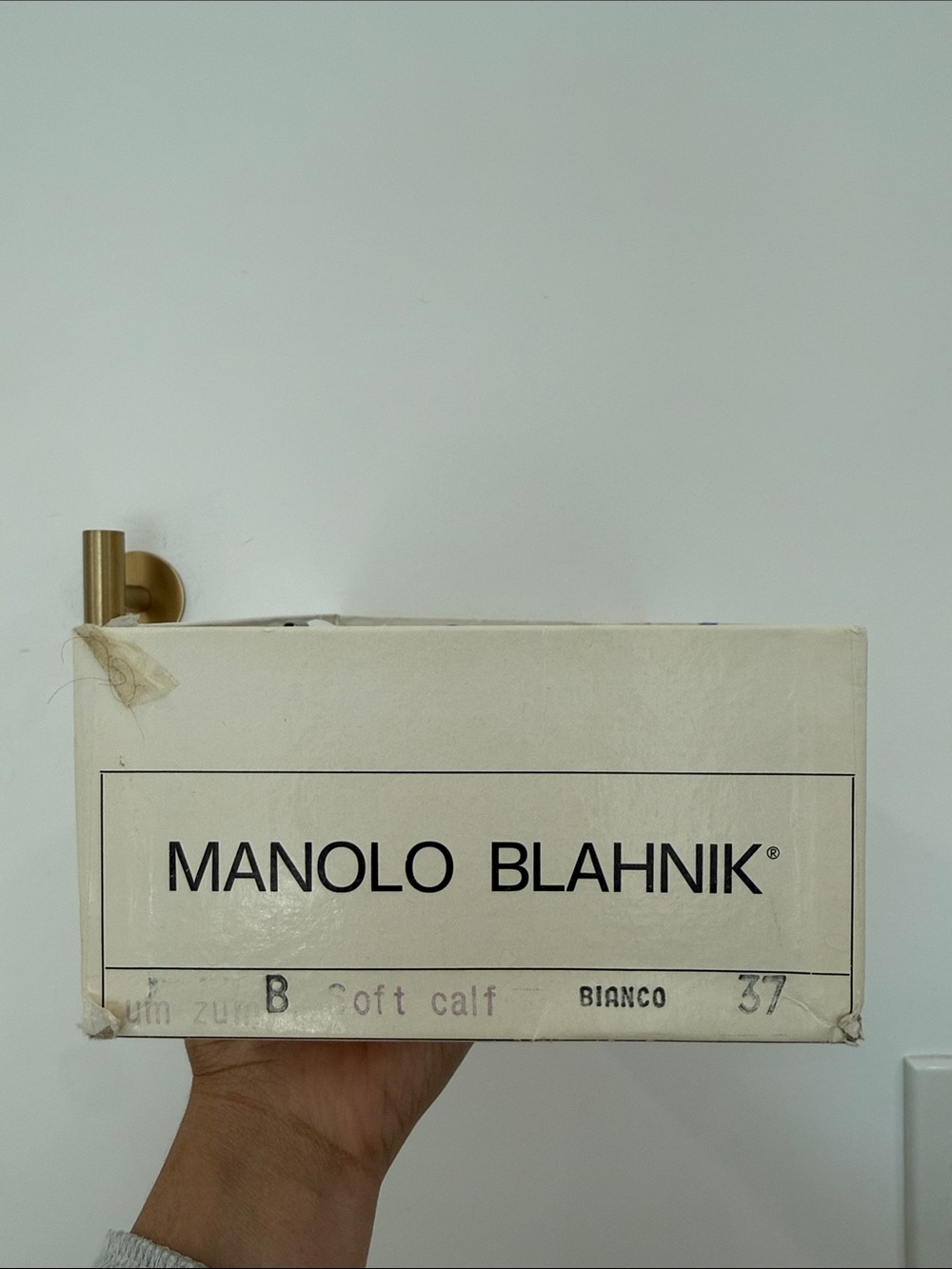 Vintage Manolo Blahnik White Leather Buckle Slingback Flats